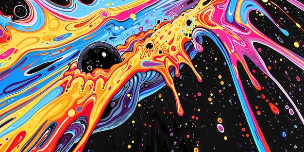 a painting of a monster with a colorful background