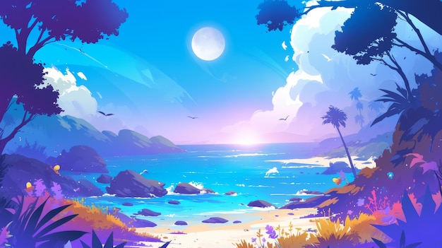 a painting of a sunset by person