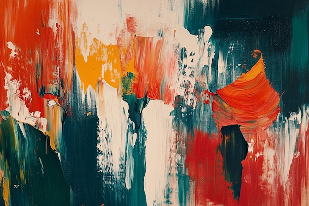 a painting of a woman with a red and yellow paint on it