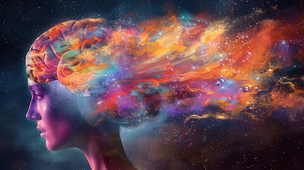 a picture of a man with a fire in his head