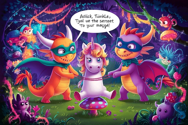 a poster for an unicorn with a dragon and the words quot unicorns quot