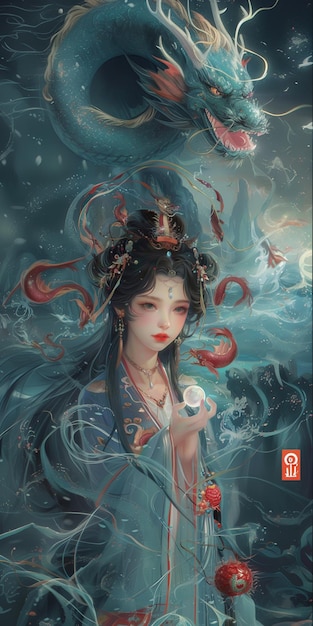 a poster of a woman with a dragon on her head and the word god