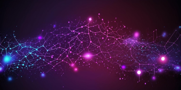 a purple abstract illustration of a molecular structure with the text under it