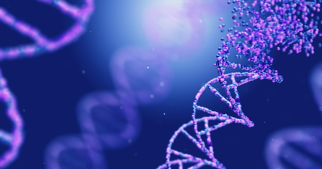 a purple scientific illustration of a molecular structure DNA