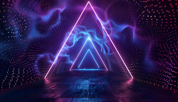 a pyramid with a purple background and a purple and blue star
