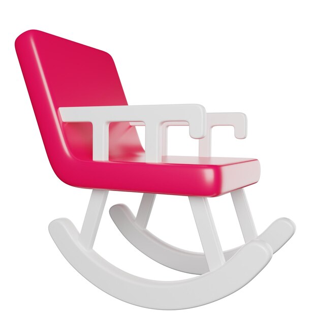 a red chair with a white letter t on it