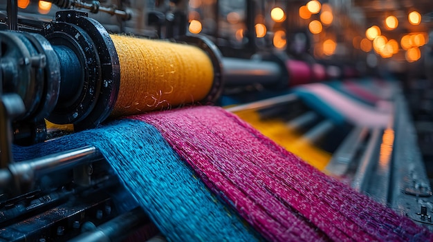 a row of colorful threads with the word spools on them ai generated