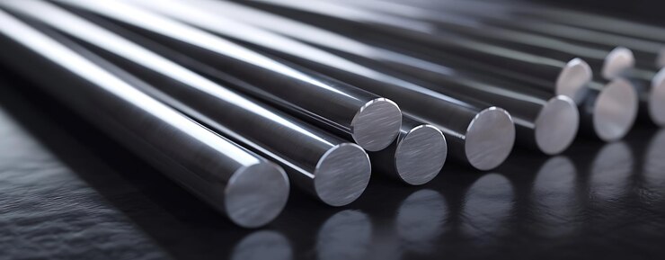 Bild a row of metal tubes that have a metal ring around the bottom