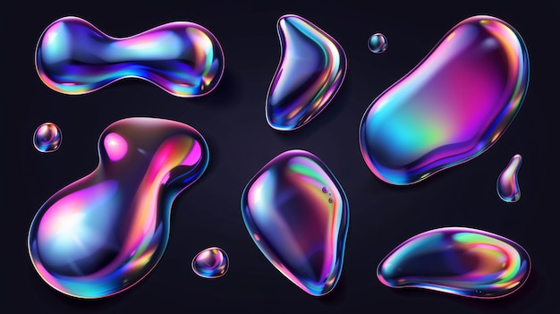 a series of rainbow colored drops by person
