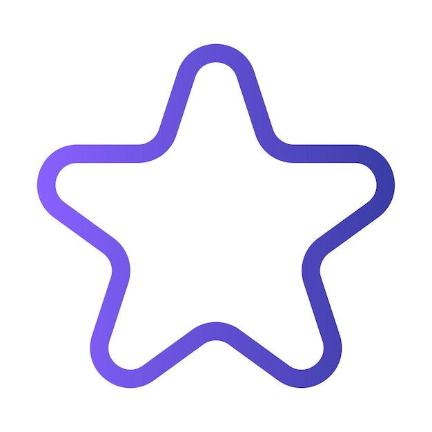 A simple star outline in purple representing creativity and imagination on a plain background