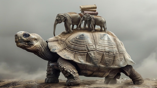 A single massive tortoise