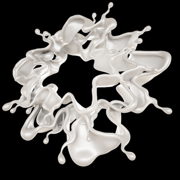 A splash of milk on black. 3d rendering.