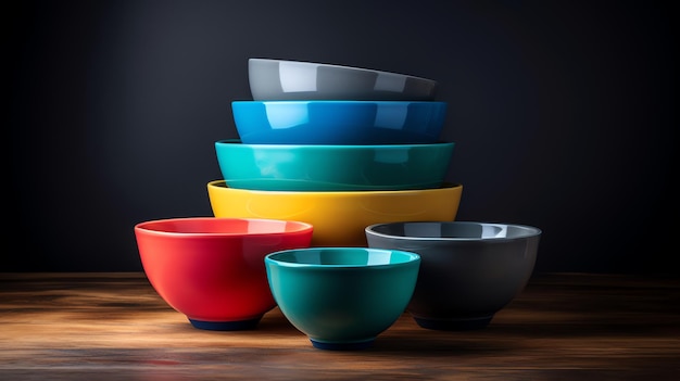 A stack of colorful bowls