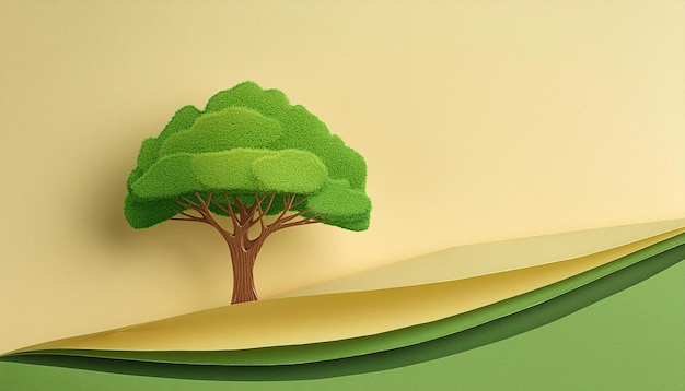 a tree on a green wall with a green background