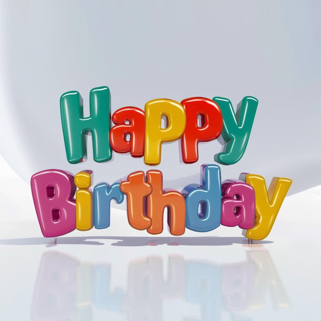 a vibrant and cheerful 3d render illustration featuring the phrase happy birthday