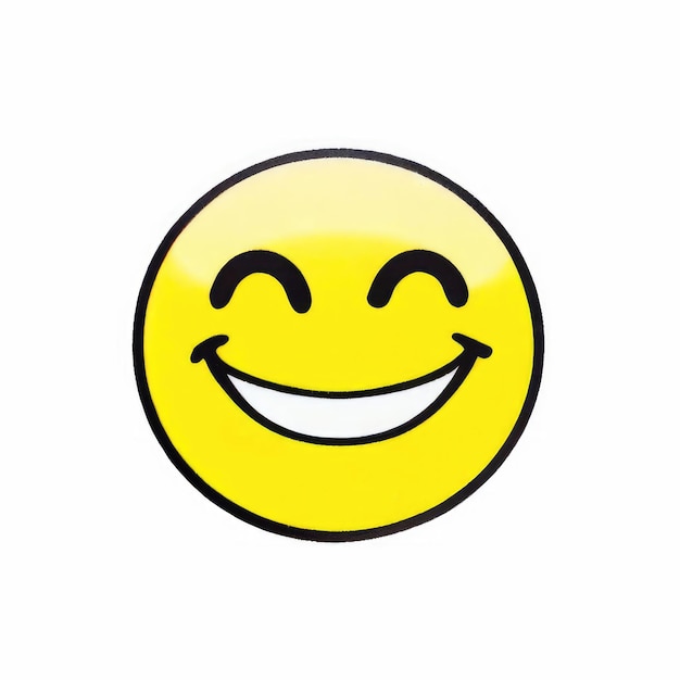 A vibrant cartoonstyle smile sticker with a glossy finish and a rainbow of colors