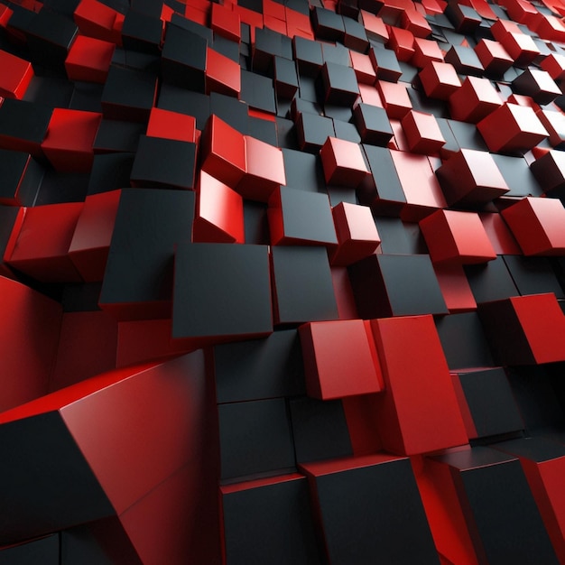 a wall of red and black squares with a red background