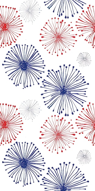 a wallpaper design with red white and blue flowers