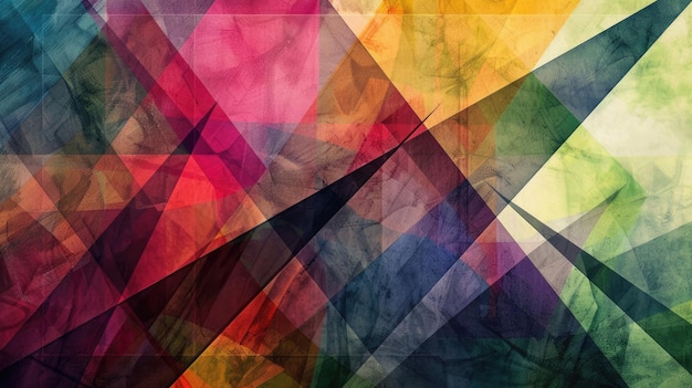 A watercolor painting of overlapping triangles in various colors AIG51A