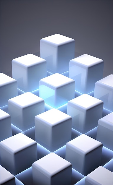 a white cube with a blue light on it