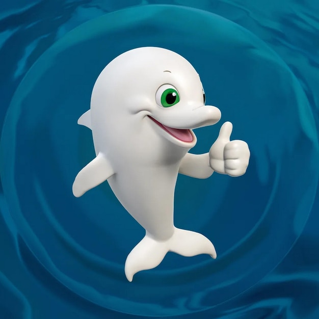 a white shark with green eyes and a green eye
