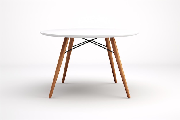 a white table with wooden legs