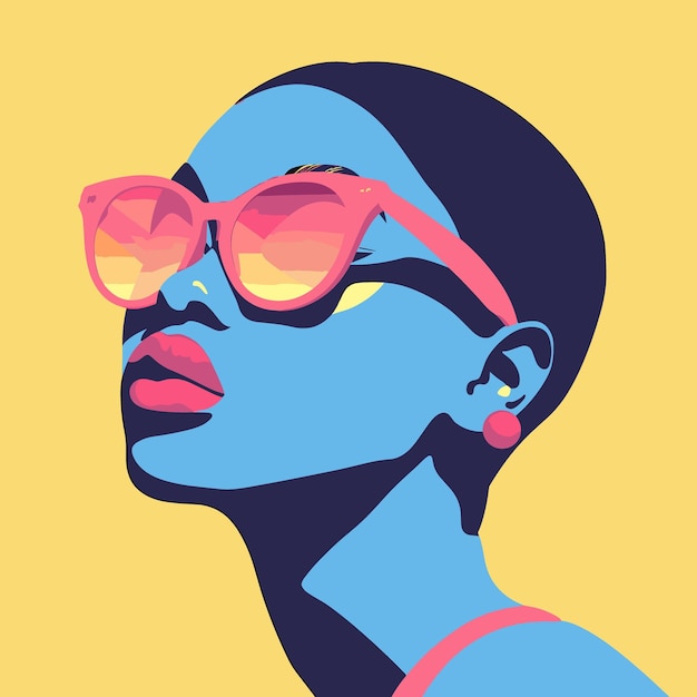 a woman with sunglasses on her face is the main subject of the image