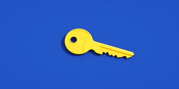 A yellow key on a blue background