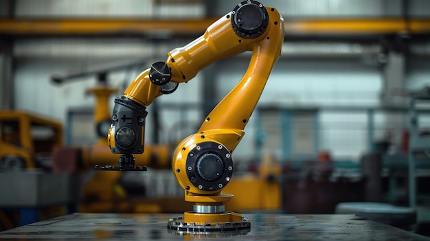 a yellow robot with a black cap sits on a table