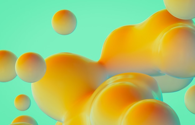 abstract 3d art background with holographic floating blobs
