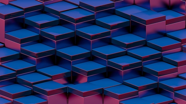 Abstract 3D Blue and Red Cubes Pattern