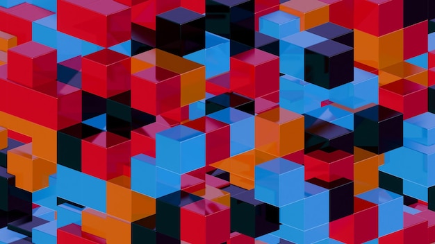 Abstract 3D Geometric Pattern with Colorful Interlocking Cubes