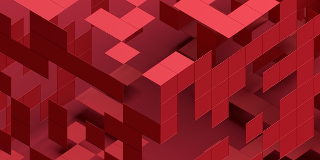 Abstract 3d render red geometric background design