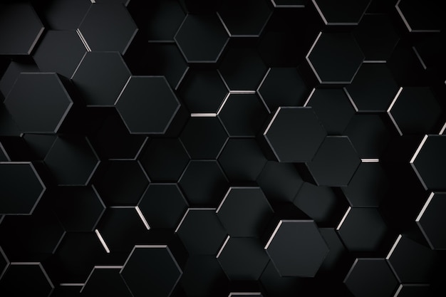 abstract 3d rendered black hexagon background
