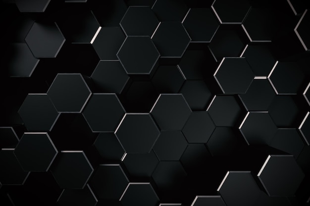 abstract 3d rendered black hexagon background