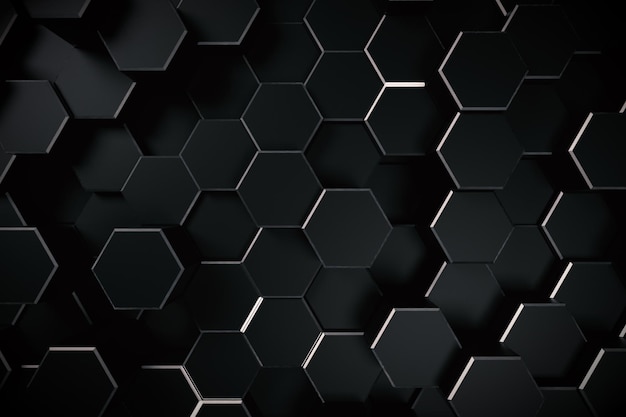 abstract 3d rendered black hexagon background