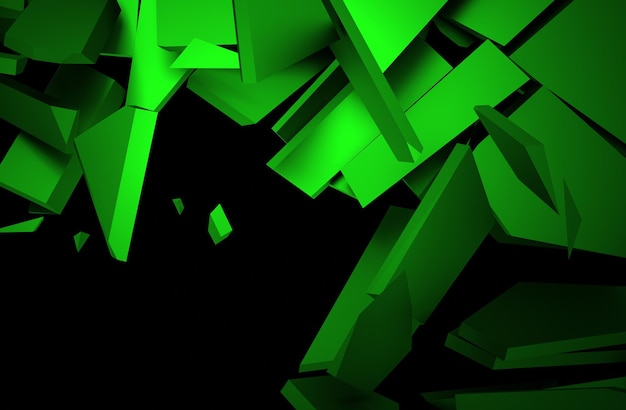 Abstract 3d rendering of cracked surface. Background with broken shape. Wall destruction. Explosion with debris.