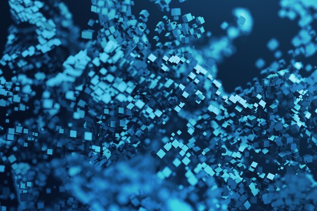 abstract 3d rendering of flying particles