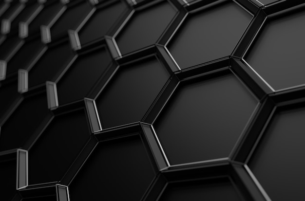 Abstract 3D Rendering of Surface with Hexagons