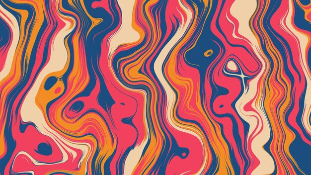 Abstract background illustration with fluid liquid color swirls pink blue orange and beige color