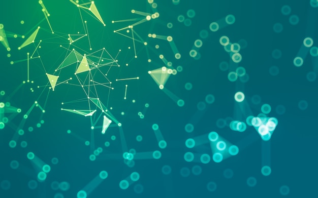 abstract background. molecules technology with polygonal shapes, connecting dots and lines. connection structure. big data visualization.