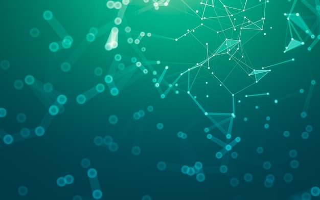 abstract background. molecules technology with polygonal shapes, connecting dots and lines. connection structure. big data visualization.