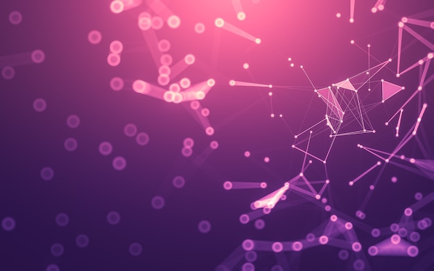 abstract background. molecules technology with polygonal shapes, connecting dots and lines. connection structure. big data visualization.