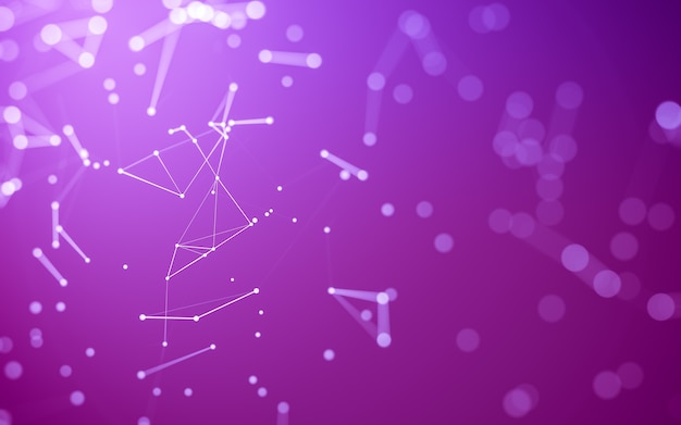 Abstract background. Molecules technology with polygonal shapes, connecting dots and lines. Connection structure. Big data visualization.