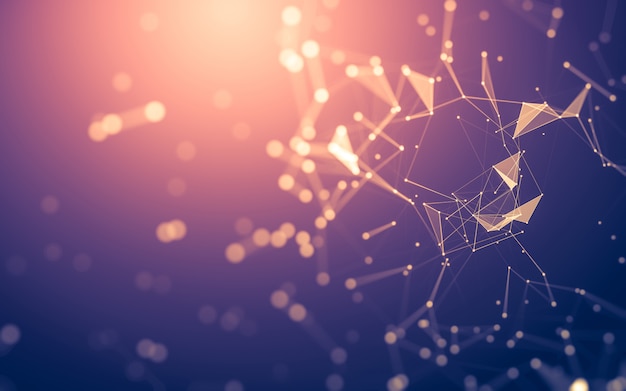 abstract background. molecules technology with polygonal shapes, connecting dots and lines. connection structure. big data visualization.