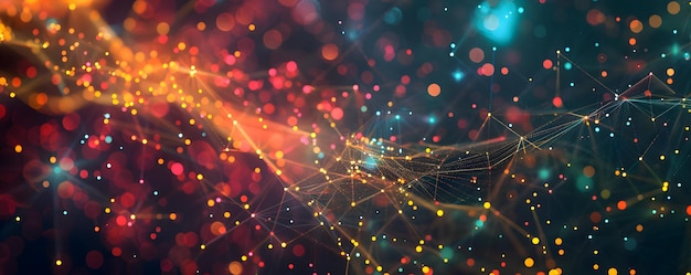 Abstract Background with Colorful Lights and Network Connections