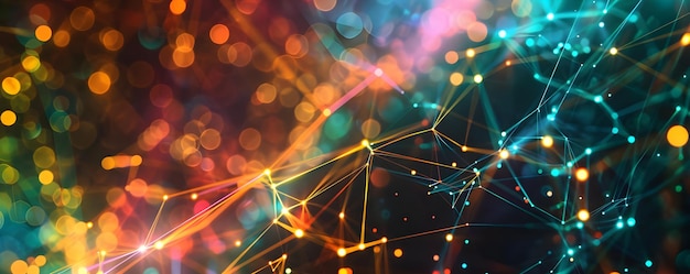 Abstract Background with Colorful Lines and Bokeh