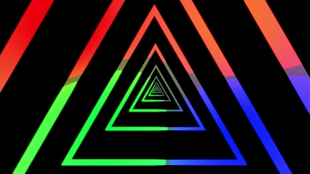 abstract background with colorful neon triangles on a black backdrop