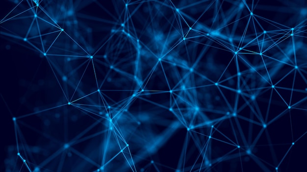 Abstract background with connecting dots and lines Network connection structure 3D rendering