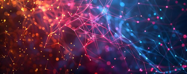 Abstract Background with Glowing Lines and Dots